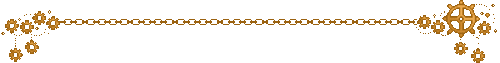Pixellated divider image of brass chain strung between gears, which are animated to be turning.